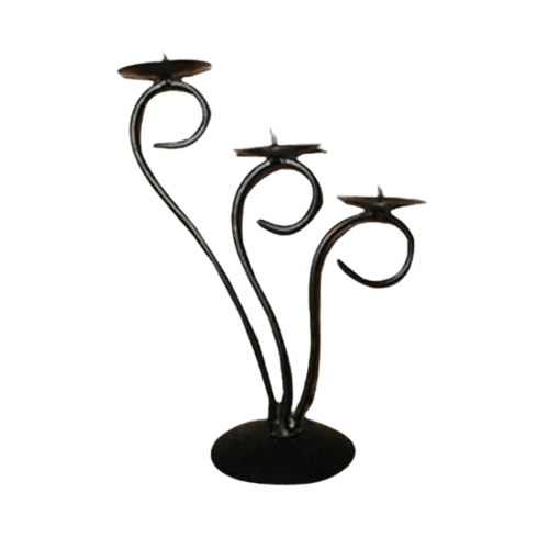 IRON BLACK 3 STICKS CANDLEBRA HOLDER